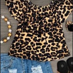 2pc Cheetah print shirt set